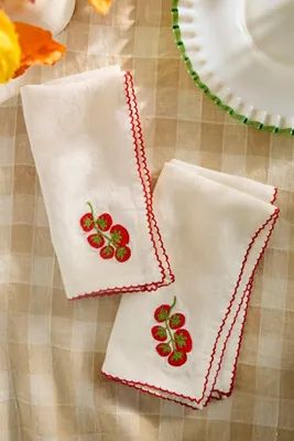 Embroidered Vegetable Linen Napkins Set of 2 - Linen product