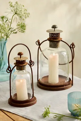 Etched Stars Small Lantern - Clear, Glass product