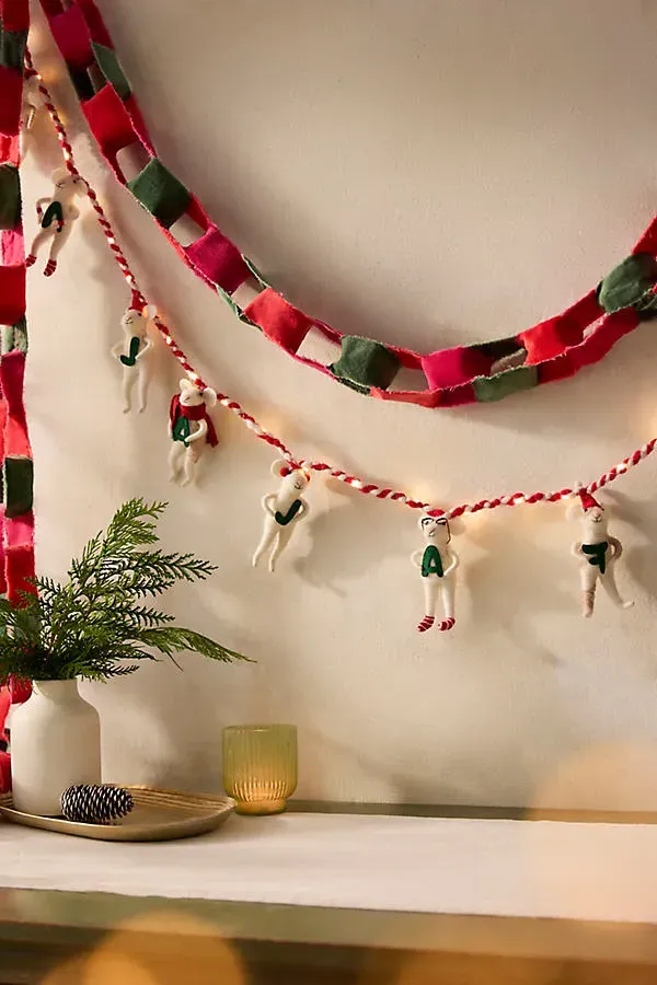 Fa La La Felt Critter Illuminated Garland by Anthropologie