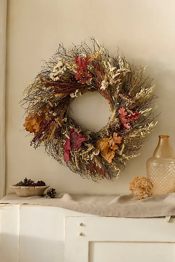 Fall Fields Dried Botanical Wreath by Anthropologie
