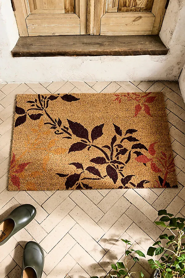 Fall Floral Coir Doormat by Anthropologie