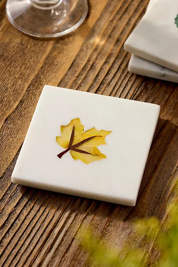 Fall Icon Marble Coasters Set of 4 by Anthropologie, alternate view