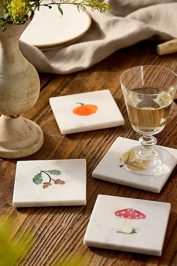 Fall Icon Marble Coasters Set of 4 by Anthropologie