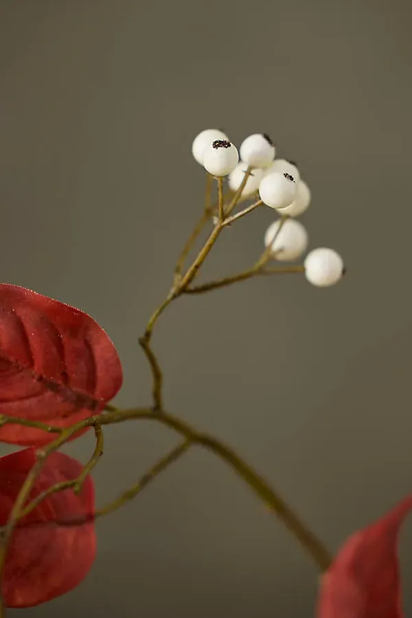 Faux Berry & Leaf Spray - White, Polyester by Anthropologie, image 2