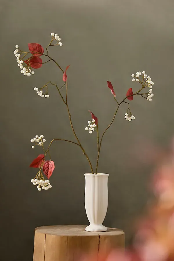 Faux Berry & Leaf Spray - White, Polyester by Anthropologie