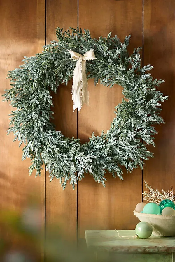 Faux Blue Spruce Wreath - Plastic by Anthropologie