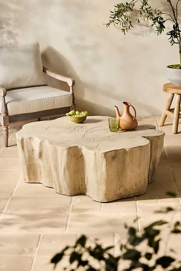 Faux Bois Stone Coffee Table - Grey by Anthropologie