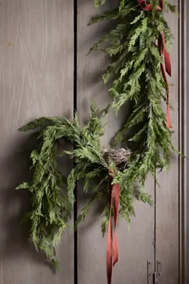 Faux Cedar Garland Evergreen - Green, Plastic by Anthropologie, alternate view