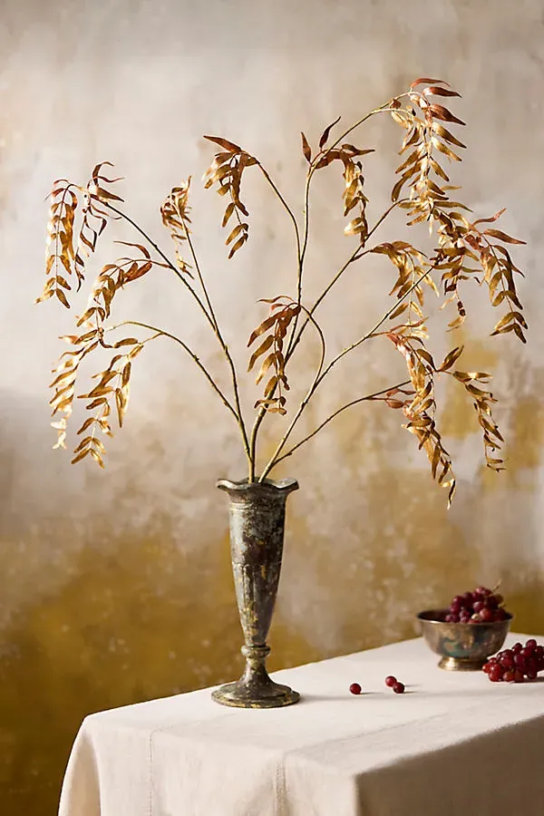 Faux Copper Leaves Spray - Brown, Polyester by Anthropologie