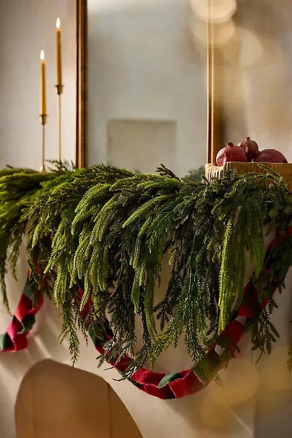 Faux Draped Evergreen Mix Garland 6ft by Anthropologie