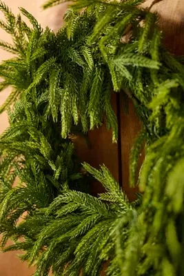 Faux Evergreen Bow Wreath - Plastic by Anthropologie, alternate view