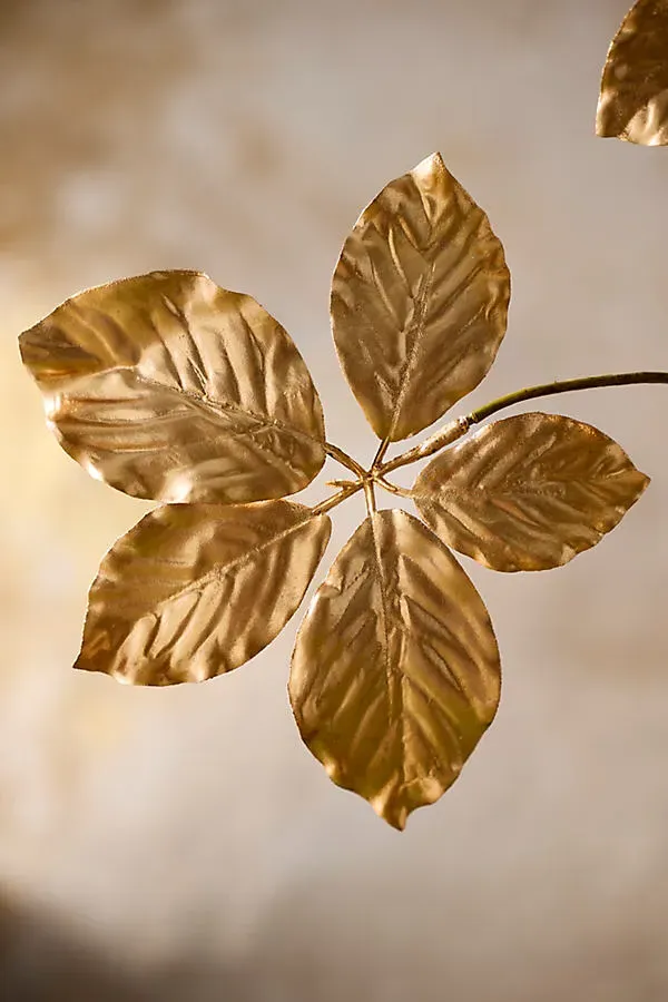 Faux Golden Foliage Spray - Gold, Polyester by Anthropologie, alternate view