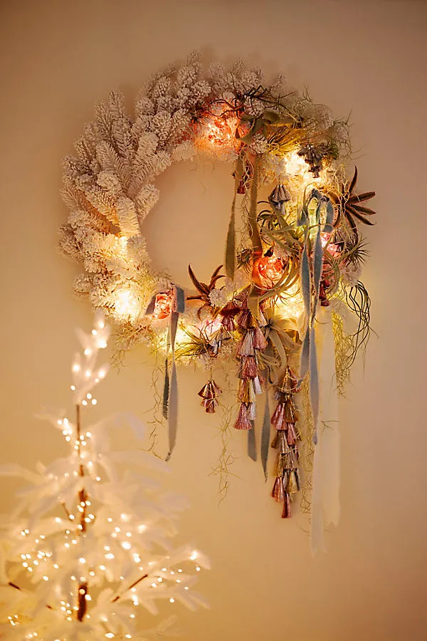 Faux Ivory Fir Wreath - White by Anthropologie