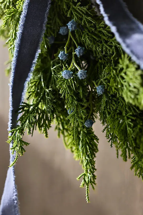 Faux Juniper Berry Wreath - Plastic by Anthropologie, alternate view