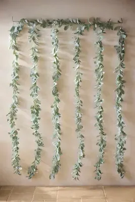Faux Lamb's Ear Garland Curtain - Green product