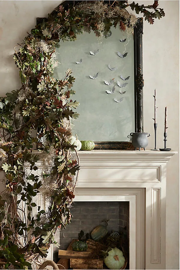 Faux Oak and Acorn Garland - Green, Polyester by Anthropologie