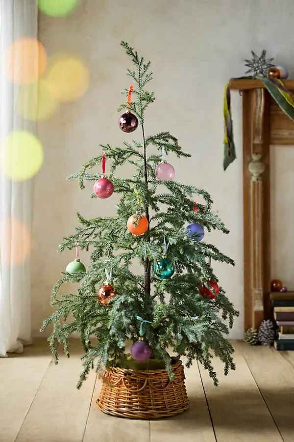 Faux Potted Pine Tree - Green, Plastic by Anthropologie