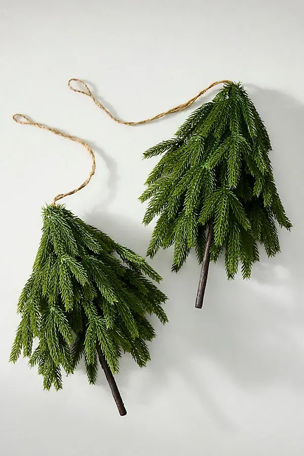Faux Tree Ornaments Set of 2 - Green, Plastic by Anthropologie, alternate view
