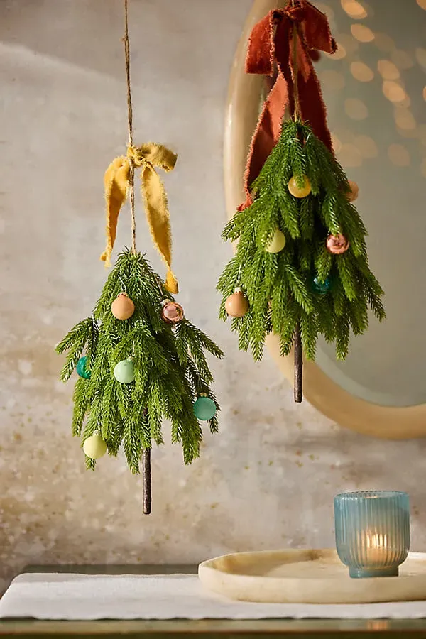 Faux Tree Ornaments Set of 2 - Green, Plastic by Anthropologie