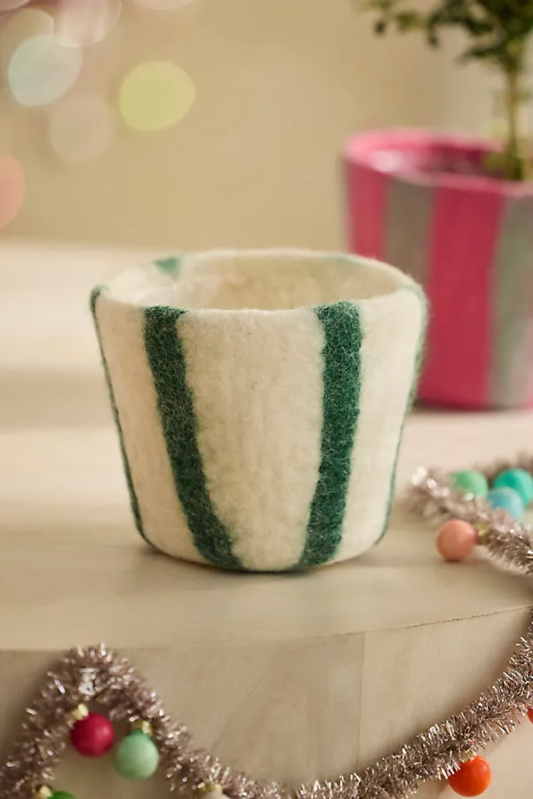 Felt Pot Cover - Green, Wool by Anthropologie