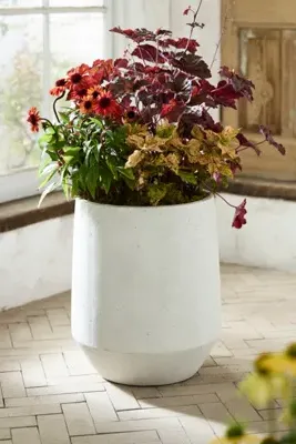 Fiber Angled Drop Tall Planter - White by Anthropologie, alternate view
