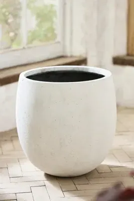 Fiber Concrete Rounded Egg Planter - White by Anthropologie, image 2