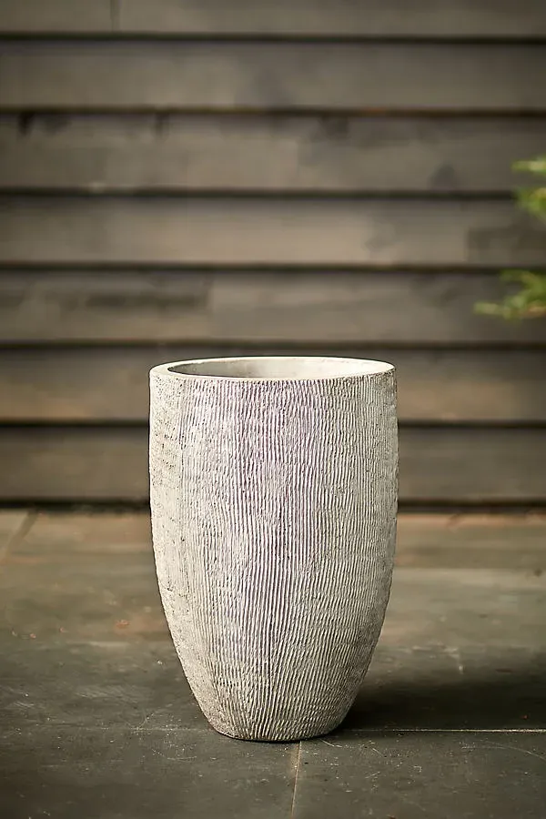 Fiber Concrete Textured Tall Planter - Grey product