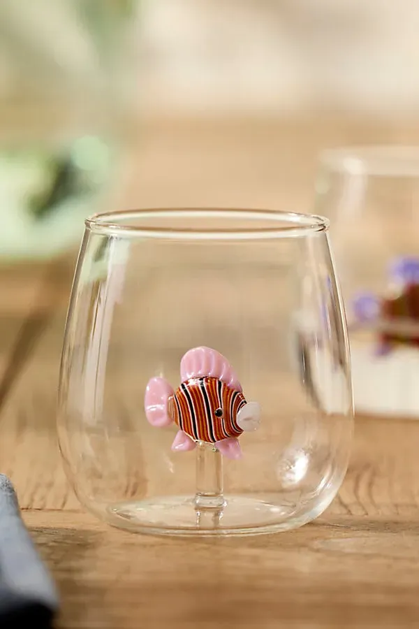 Fish Icon Clownfish Glass Tumbler - Pink, Borosilicate Glass product