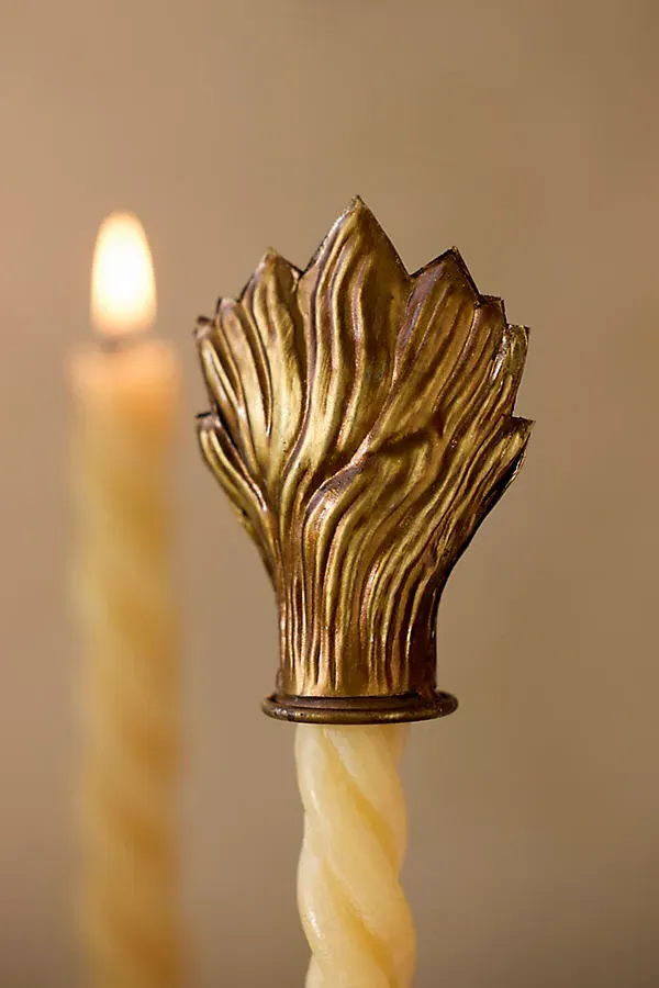 Flame Taper Candle Covers Set of 2 - Gold by Anthropologie, alternate view