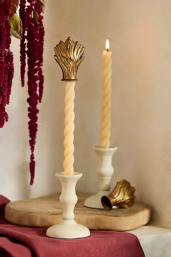 Flame Taper Candle Covers Set of 2 - Gold by Anthropologie