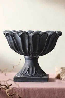 Flora Urn Planter - Black, Concrete by Anthropologie, alternate view