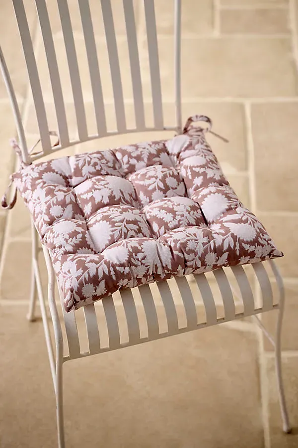 Floral Block Print Seat Cushion - Beige, Polyester by Anthropologie