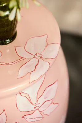 Floral Glazed Earthenware Side Table - Pink by Anthropologie, alternate view