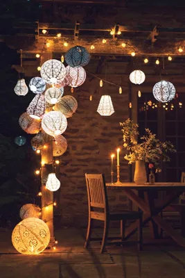 Floral Lace Solar Lantern - Ivory, Tyvek product