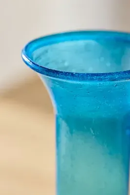 Flute Neck Recycled Glass Vase - Blue product