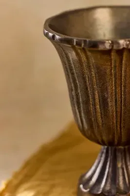 Fluted Metal Urn Planter - Silver alternate view