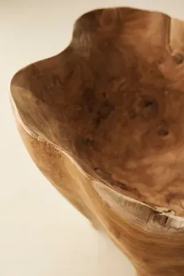 Fluted Mouth Footed Teak Bowl - Small product