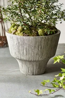 Fluted Textured Concrete Planter - Grey product