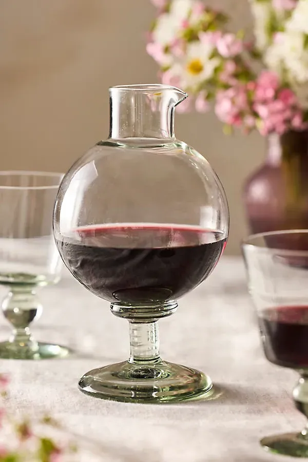 Footed Glass Orb Decanter - Recycled Glass by Anthropologie