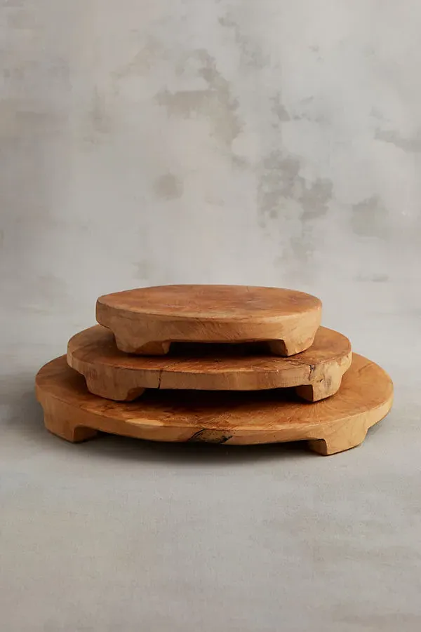 Footed Serving Board Medium - Teak by Anthropologie