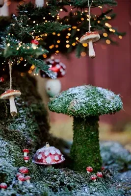 Forest Mushroom Velvet Ornament by Anthropologie, alternate view