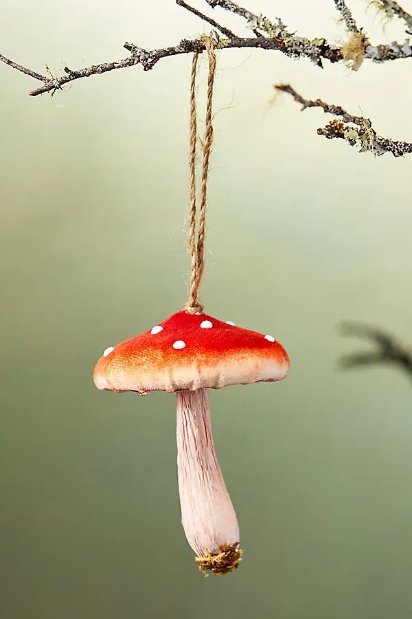 Forest Mushroom Velvet Ornament by Anthropologie