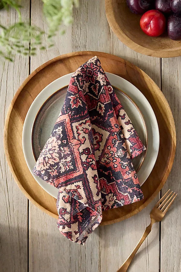 Geometric Tapestry Linen Napkins - Set of 2 by Anthropologie