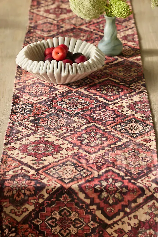 Geometric Tapestry Linen Table Runner by Anthropologie