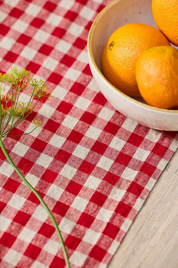 Gingham Linen Table Runner - Red product
