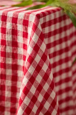 Gingham Linen Tablecloth - Red product