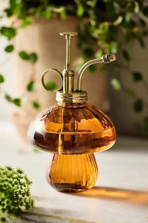 Glass Mushroom Mister - Orange, Glass by Anthropologie