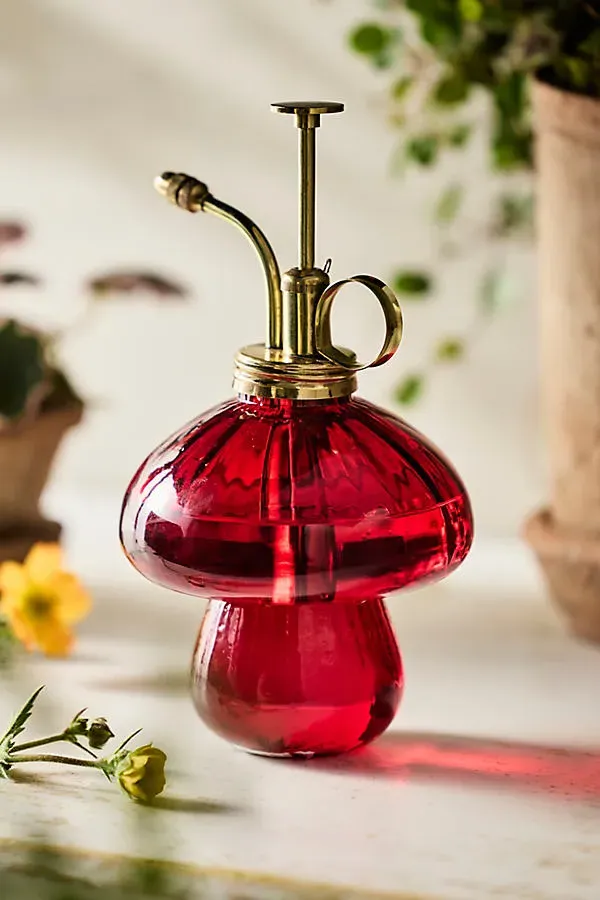 Glass Mushroom Mister - Red, Glass by Anthropologie