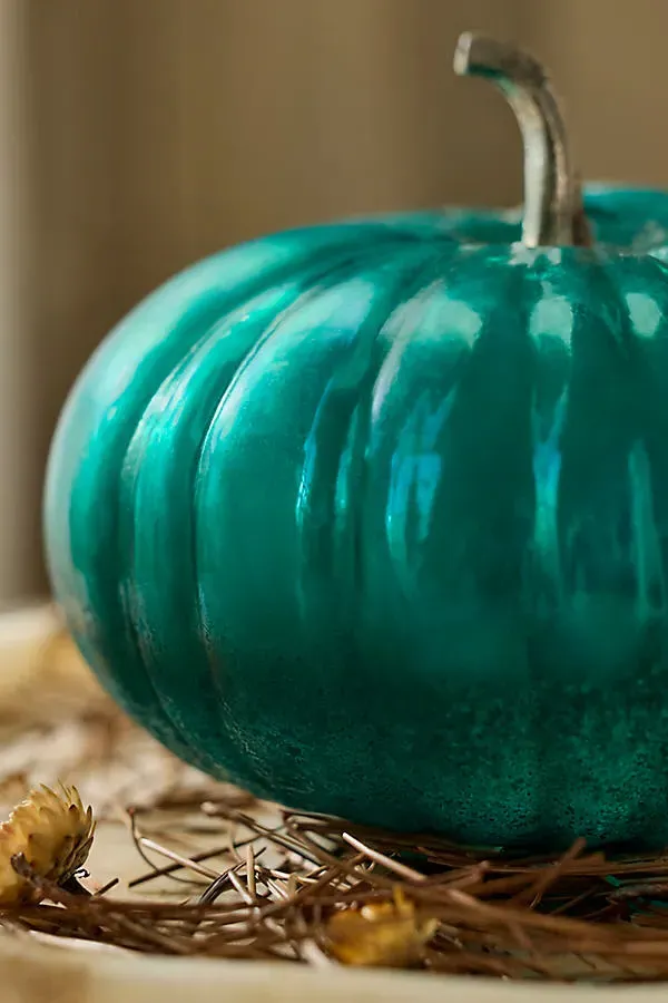 Glass Pumpkin 7" - Green by Anthropologie, image 2