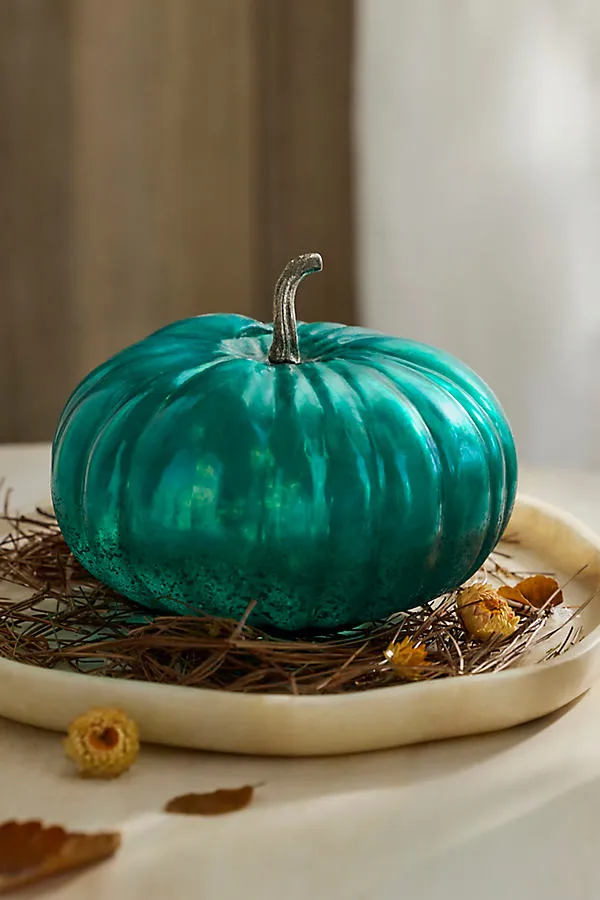 Glass Pumpkin 7" - Green by Anthropologie